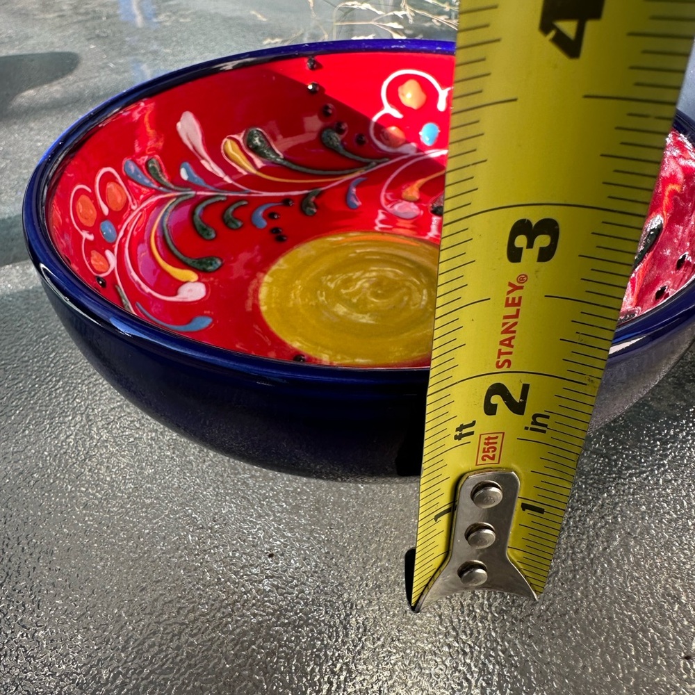 Hand made in Spain, Red and Yellow Ceramic Bowl - Picture 8 of 9